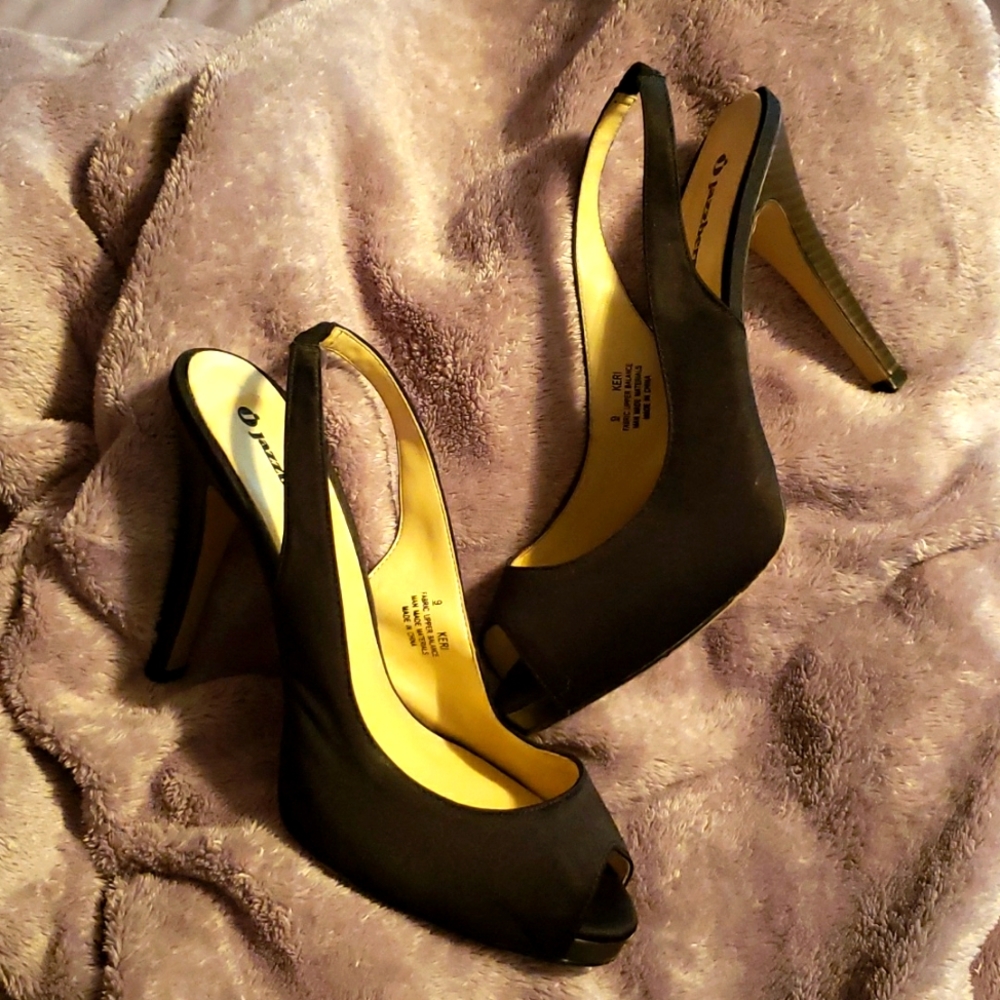 Jazzberry Black Peeptoe Slingback Heels